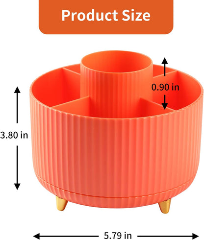 Desk Pencil Pen Holder, 5 Slots 360°Degree Rotating Pen Organizers for Desk, Desktop Storage Stationery Supplies Organizer, Cute Pencil Cup Pot for Office, School, Home, Art Supply, Dark Green