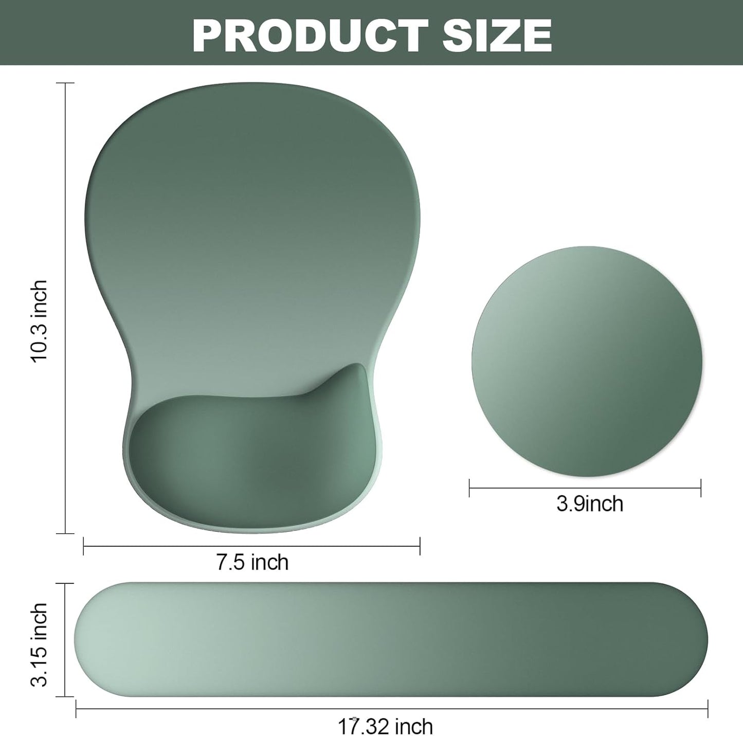 Ergonomic Mouse Pad with Wrist Rest and Keyboard Wrist Rest, Black Mousepad and Wrist Rest for Computer Keyboard, Pain Relief, Non-Slip PU Base, Gel Mouse Pad with Wrist Support for Gaming, Office
