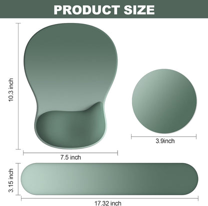 Ergonomic Mouse Pad with Wrist Rest and Keyboard Wrist Rest, Black Mousepad and Wrist Rest for Computer Keyboard, Pain Relief, Non-Slip PU Base, Gel Mouse Pad with Wrist Support for Gaming, Office