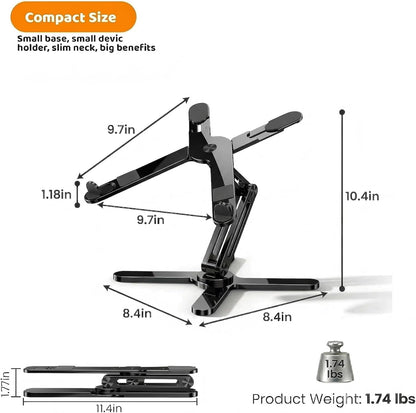 Moallia Laptop Stand with 360 Rotating Base, Computer Notebook Laptop Riser Metal Holder for Desk Collaborative Work, Fully Foldable for Easy Storage, Fits All MacBook, Laptops up to 16 inches