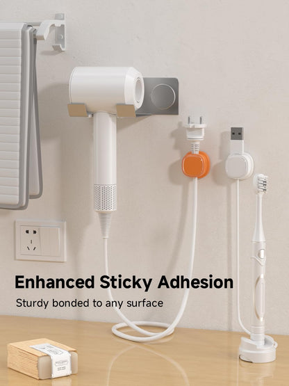 9 Pack Cord Organizer, Spring Cable Management, Adhesive Cute Cable Holder Clips, Phone Charger Wire Keeper for Desk Nightstand Car Office (9-Pack White_Orange_Blue)