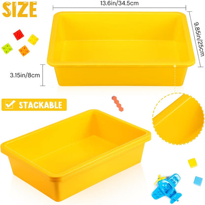 Hoteam 10 Pcs Flat Storage Organizer Tray Bin Paper Tray for Classroom Plastic Stackable File Organizer for School Office Teacher Book Organization(Clear,13.78 x 9.84 x 3.15 Inch)
