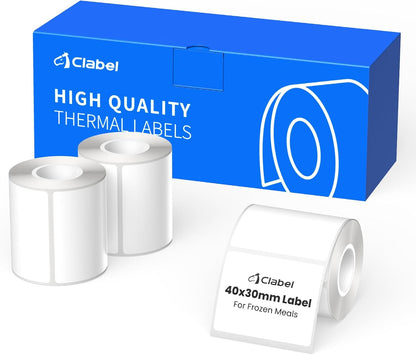 Clabel Printable White Cable Labels 6 Rolls of Thermal Self-Adhesive Paper Labels Tape, 25x78mm (1"x3") 100 Sheets Per Roll, Black Print on White Sticker Tags Durable