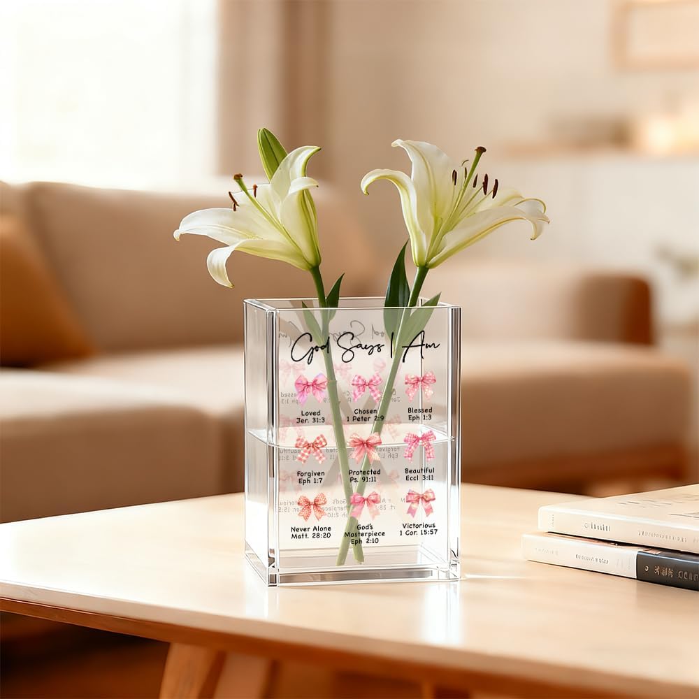 Just Breathe Acrylic Cosmetic Organizer Pen Holder, Anxiety Relaxing Acrylic Desk Holder Cup for Pen Pencil, Dandelion Desk Organizer, Mental Health Office Gifts for Coworker Leader Friend