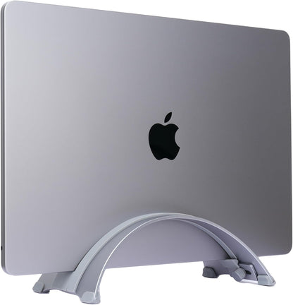 Adjustable Vertical Laptop Stand - 6061 Aluminum, CNC Precision, Anodized Finish, Fits All Laptops Including 17-inch, Ventilated Design, Anti-Slip Silicone Pads, ARC Shaped Stands
