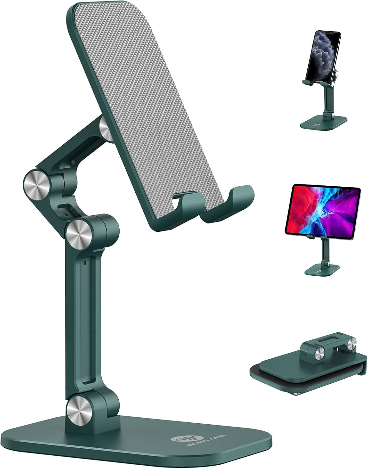 OCYCLONE Phone Stand, Adjustable Height and Angle Foldable Cell Phone Stand Holder for Desk, Taller iPhone Stand Compatible with 4.7"-13" Smartphones iPad Tablet, Black
