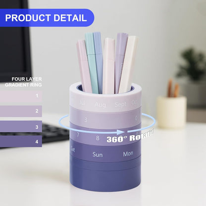 Comix Calender Pen Holder for Desk, Cute Pencil Holder Pen Organizer, Brown Platsic Pen Pencil Cup for Home School Office Supplies