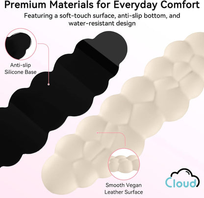 Sushret Cloud Wrist Rest for Computer Keyboard, 4-in-1 Memory Foam Leather Cloud Keyboard Wrist Rest and Mouse Pad Set with Ergonomic Support for Arm and Palm Cushion, Gaming/Work Setup, Rainbow