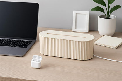 Cable Organizer Box 13 in × 5.2 in × 4.3 in (Beige)