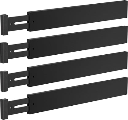 DUCOO 4 PCS Drawer Divider, 17"-22" Adjustable Bamboo Drawer Dividers Organizers, Expandable Separators for Kitchen, Clothes, Dressers, Home, Office