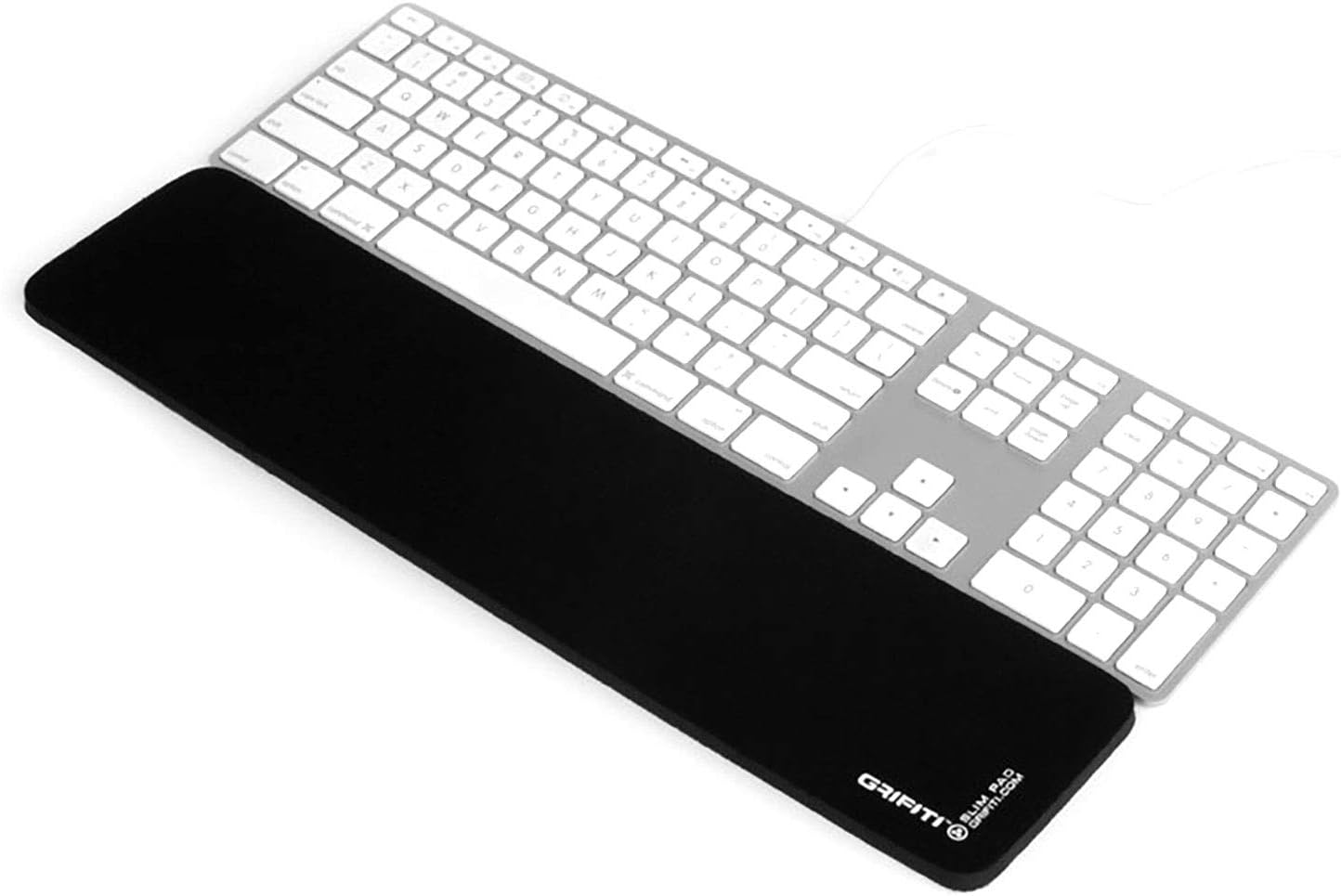 GRIFITI Slim Wrist Pad 17" x 4" x 0.25" Wrists Rest Pads for Standard Computer Keyboards - Ergonomic Keyboard Support Accessories & Carpal Tunnel Resting Hand Rests (Black Poly Nylon Surface)