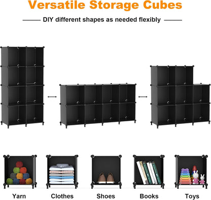 AWTATOS Cube Storage Organizer, 16 Cube Closet Organizer, Stackable Storage Cube Shelves, DIY Portable Closet Clothes Organizer Shelving for Bedroom, Closet, Wardrobe, Bathroom, White