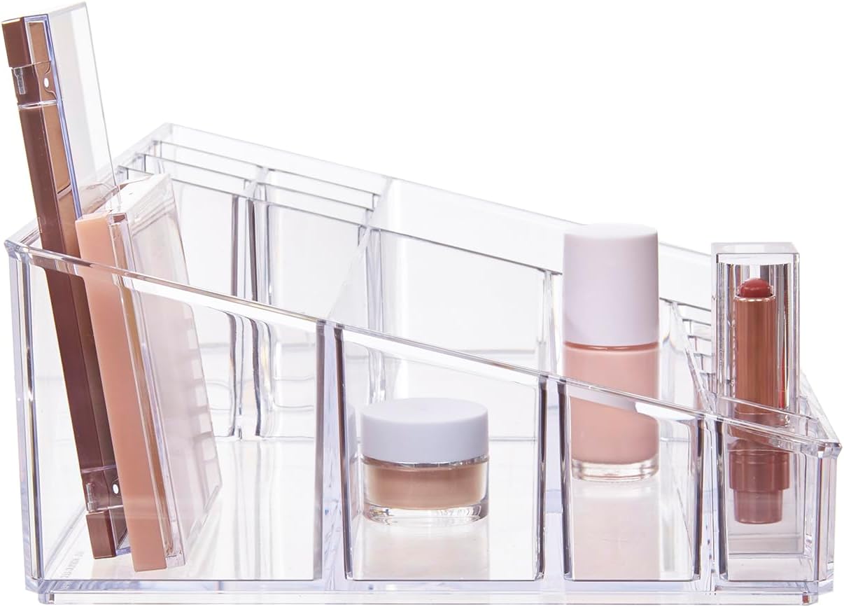 STORi Audrey Stackable Clear Bin Plastic Organizer Drawer | Organize Eyeshadow Palettes, Cosmetics, and Beauty Supplies on a Vanity | Made in USA