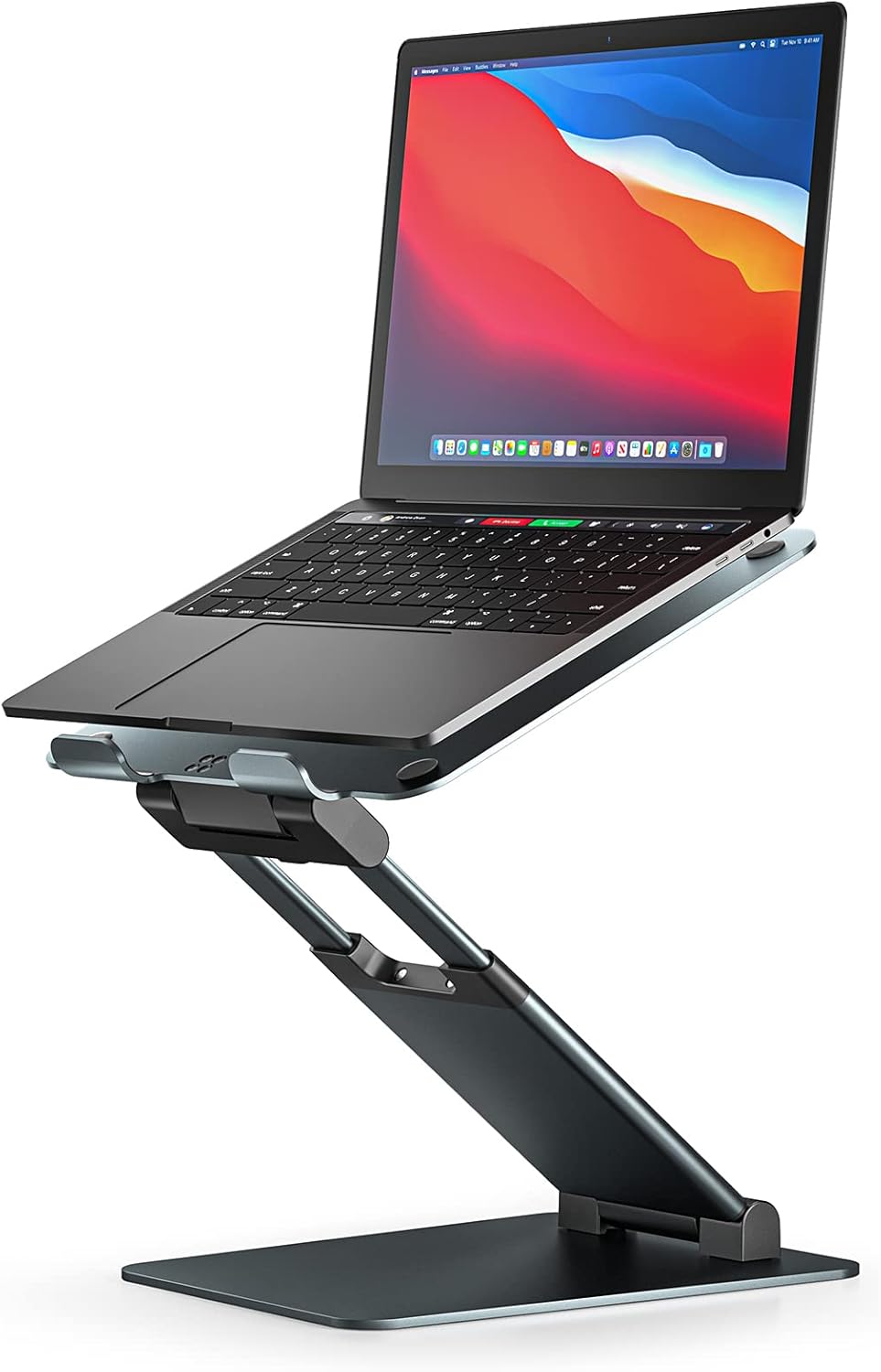 Nulaxy Height Adjustable Laptop Stand for Desk, Dual Foldable Aluminum Computer Riser, Pull Out Design Ergonomic Sit to Notebook Holder Convertor, Compatible with All 10-17" Laptops, Tablets, Gray
