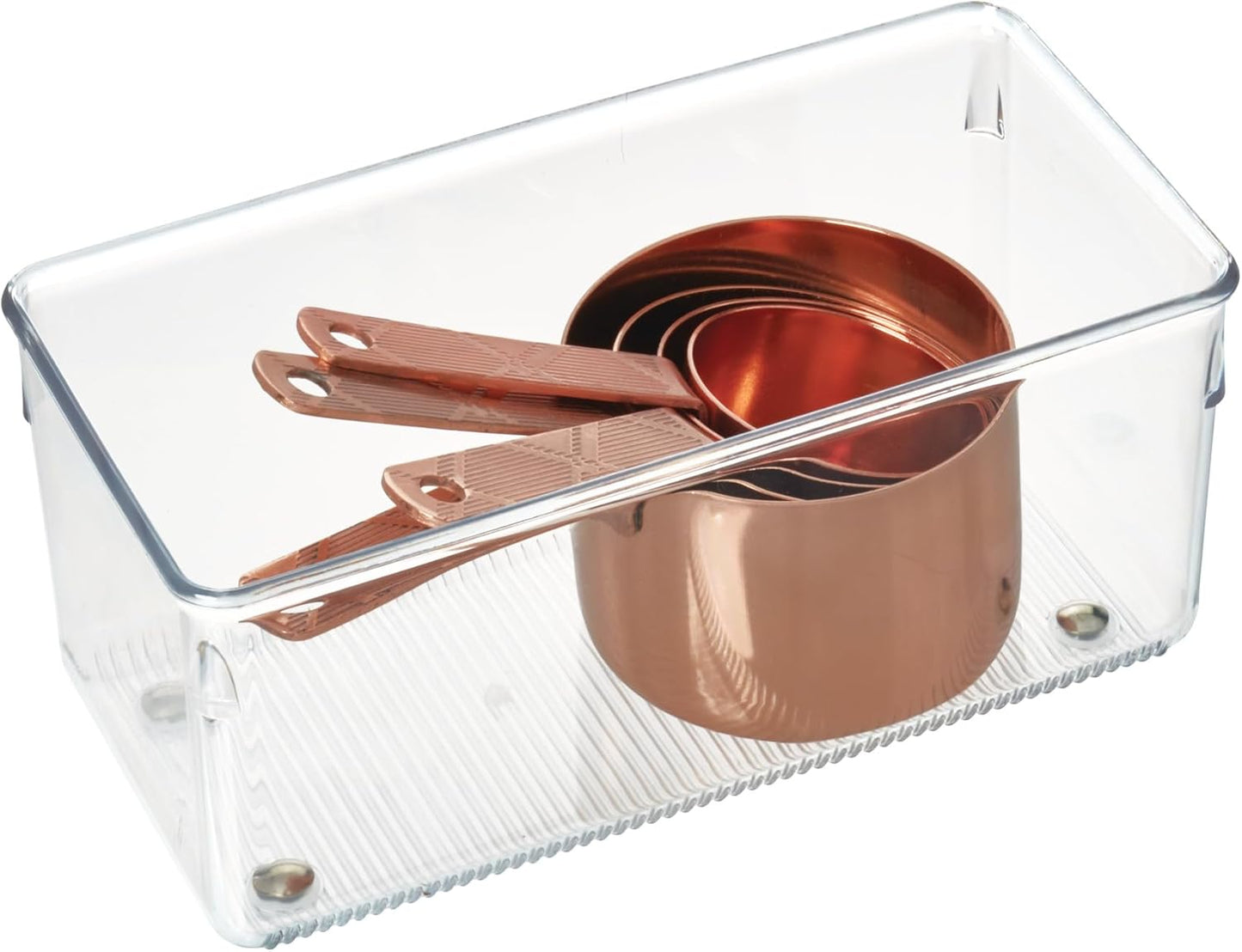 iDesign Plastic Drawer Organizer for Kitchen, Bathroom, and Desk Drawers, Set of 2, Clear