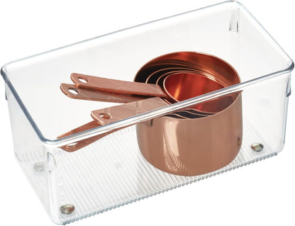 iDesign Plastic Drawer Organizer for Kitchen, Bathroom, and Desk Drawers, Set of 2, Clear
