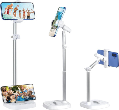 UTEBIT Cell Phone Stand, 6-15" Height Adjustable Rotating Cell Phone Holder for Desk, Retractable Cell Phone Stand,Tablet Stand Holder for 4.7"-15.6" Screen iPhone Samsung, iPad, Kindle, eBook Reader