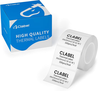 Clabel Printable White Cable Labels 6 Rolls of Thermal Self-Adhesive Paper Labels Tape, 25x78mm (1"x3") 100 Sheets Per Roll, Black Print on White Sticker Tags Durable