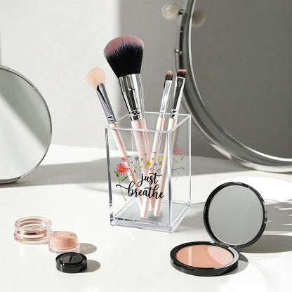 Just Breathe Acrylic Cosmetic Pencil Pen Holder Cup, Hope Inspirational Makeup Brush Organizer Holder, Women Faith Gifts, Encouragement Gifts for Women Mom Daughter Sister Friend Yoga Teacher