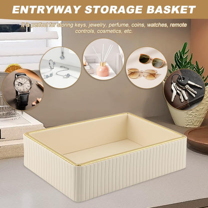 PU Leather Valet Tray,Desk Organizer Tray Nightstand Organizer Trinket Dish Storage Key Bowl Decorative Trays for Phone Wallet Jewelry Watch,Bathroom Bedroom Perfume Vanity Trays
