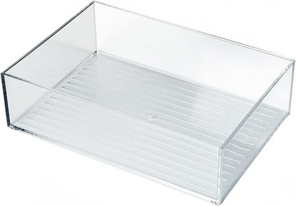 Azar Displays 556735-4PK Large Organizer Tray Oversized Clear Plastic Storage Tray for Kitchen Drawers Pantry Desk and Craft Room BPA-Free (Pack of 4)