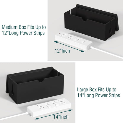 Bamboo Cable Management Box, Large Cord Organizer Box Cable Box to Hide Wires & Power Strips for Desktop Storage Cord Holder for Office Home,No Assembley Required (All White, Large)