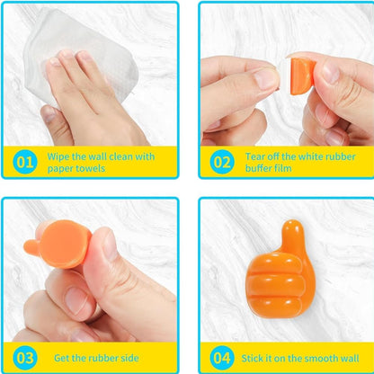 50Pcs Creative Silicone Thumb Up Wall Hook, Self Adhesive Cable Clips, Funny Cord Holders for Cables, Wall Decoration Hook Home/Office Data Cable Clip Wire Desk Organizer
