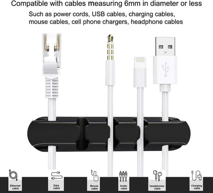 OYE 4 Pieces Magnetic Cable Holder Clips, Cable Clips Management Cord Organizer for Max.5mm Wires Desk Top Wall Cord USB Cable Power Wire Mose Cable, Black (Fits Max.4mm)