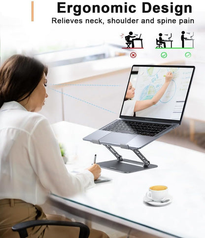 Aoviho Adjustable Laptop Stand for Desk,Portable Laptop Stand Holder and Riser,Foldable Aluminum Notebook Computer Stands for MacBook Air Pro HP Lenovo Dell Samsung Chromebook, 10-15.6 inch, Purple