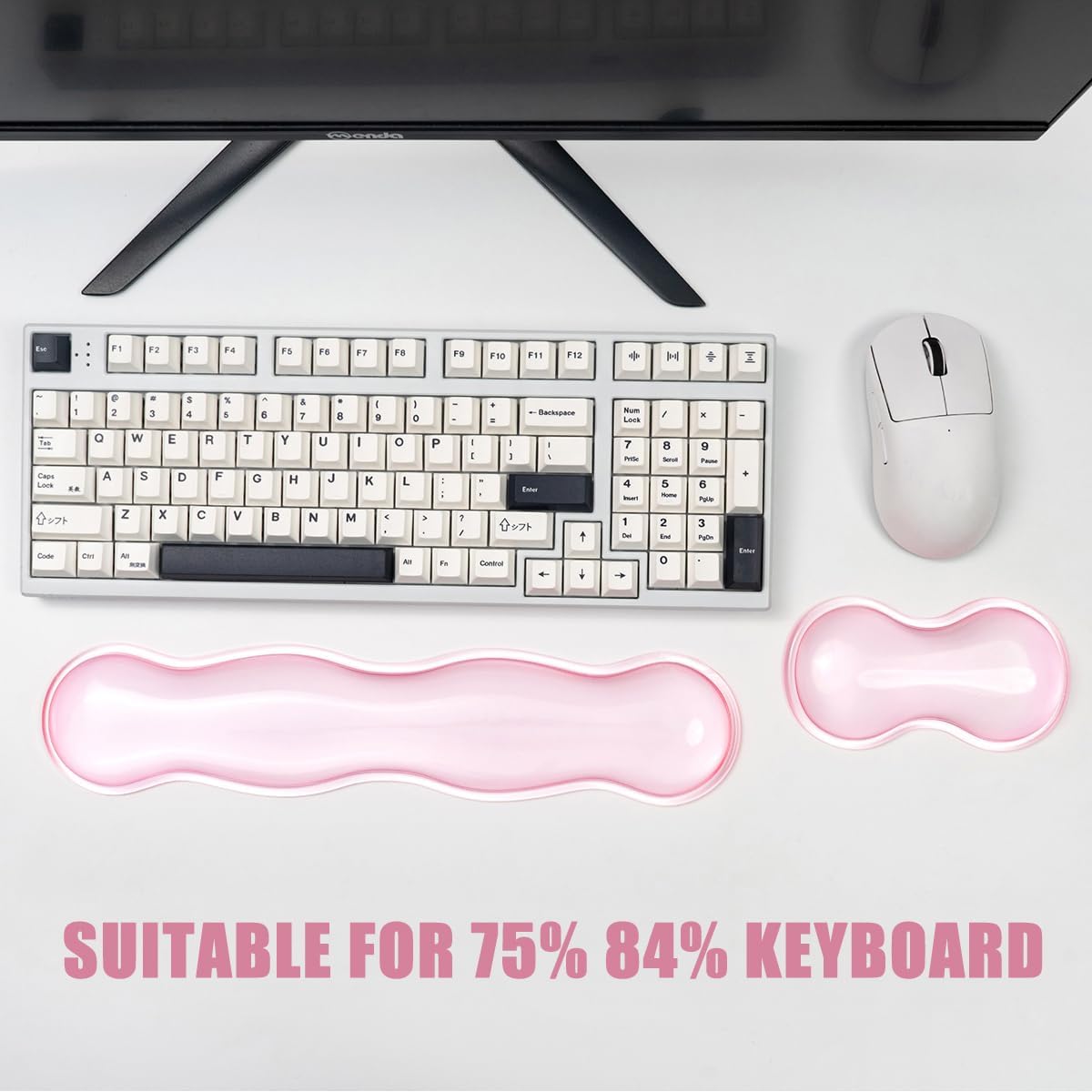 Clear Gel Wrist Rest for Keyboard and Mouse, Green Silicone Mouse Wrist Rest Set, Cute Ergonomic Wrist Rest for Keyboard 60%/75%(Green)