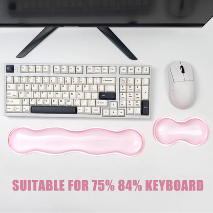 Clear Gel Wrist Rest for Keyboard and Mouse, Green Silicone Mouse Wrist Rest Set, Cute Ergonomic Wrist Rest for Keyboard 60%/75%(Green)