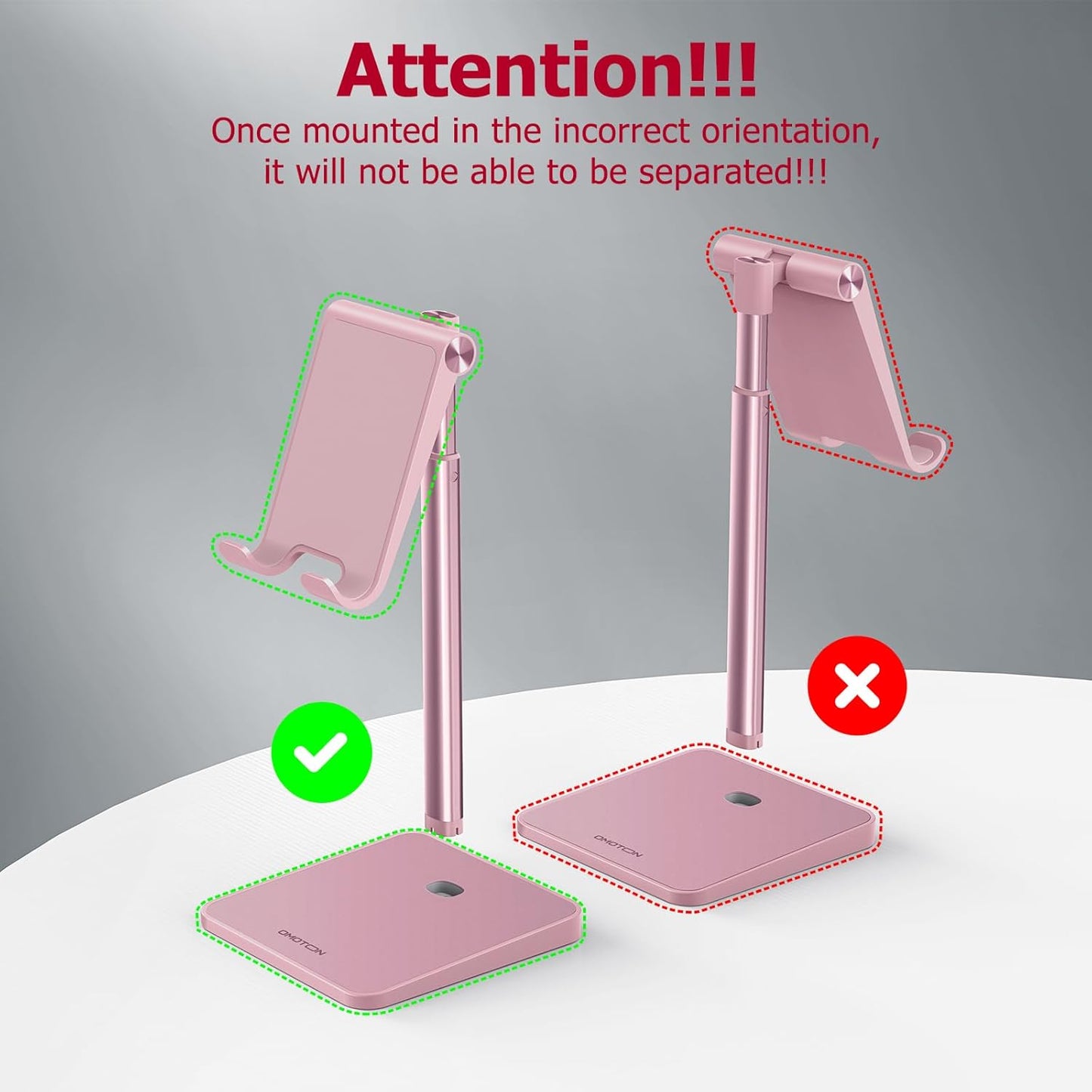 OMOTON Cell Phone Stand, Adjustable Angle Height Desk Phone Dock Holder for iPhone Air 17 Pro Max/Plus/XS/XR, Samsung Galaxy S20 / S10 / S9 / S8 and Other Phones (3.5-7.0-Inch)