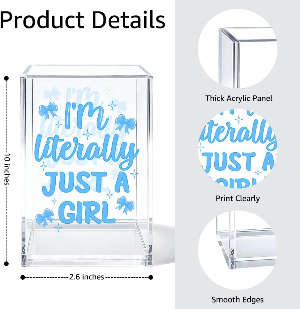 Just Breathe Acrylic Cosmetic Organizer Pen Holder, Anxiety Relaxing Acrylic Desk Holder Cup for Pen Pencil, Dandelion Desk Organizer, Mental Health Office Gifts for Coworker Leader Friend