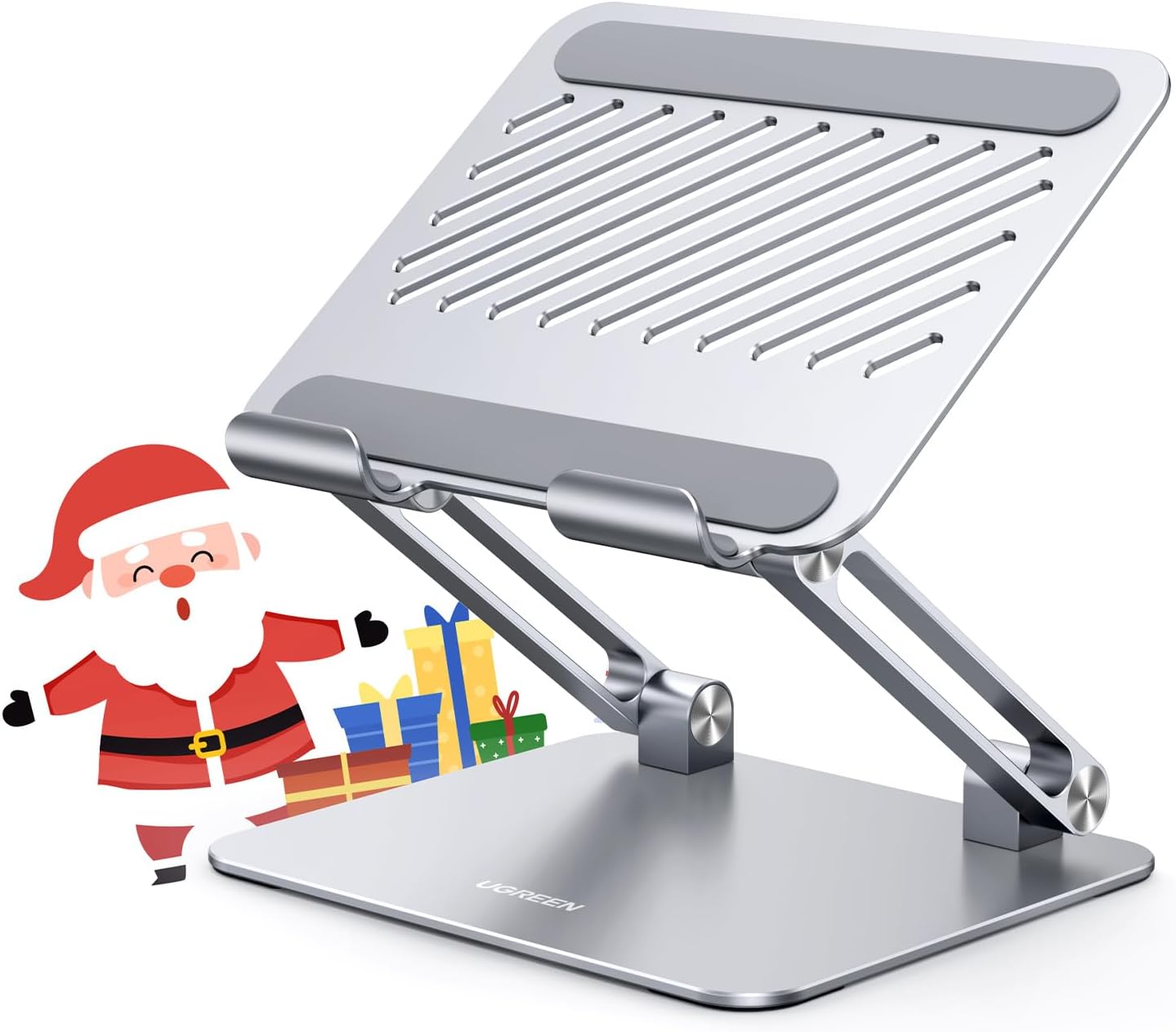 UGREEN Tablet Stand Holder for Desk Dual Rod Support Aluminum Tablet Holder Adjustable Multi-Angle Home Office Accessories Compatible with iPad Pro 13 12 11 10.5 Air Mini 5 4 3 2 Phone E-Reader Silver