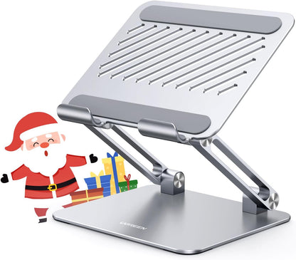UGREEN Tablet Stand Holder for Desk Dual Rod Support Aluminum Tablet Holder Adjustable Multi-Angle Home Office Accessories Compatible with iPad Pro 13 12 11 10.5 Air Mini 5 4 3 2 Phone E-Reader Silver
