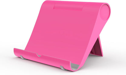 Cell Phone Stand for Desk, Foldable and Adjustable Multi-Angle Holder Dock, Universal Compatibility for Most Phone and Tablet, Portable and Sturdy Design for Office and Home (Pink)