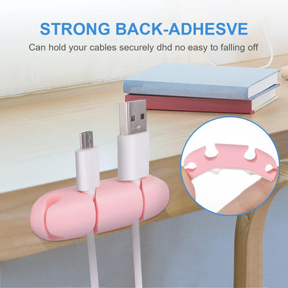 WLLHYF Cable Clips 3PCS Cord Wire Organizer Cable Management Holders 4 Hole Silicone Cable Harness USB Charging Accessory Cable Holder for Office and Home Desk (Black)