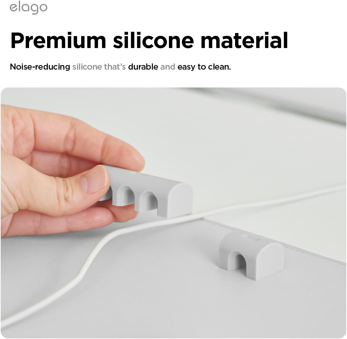 elago Magnetic Cable Management Organize 4 Cables, Powerful Magnets, Wire Holder Keeper Organizer Phone Home Office Desk Compatible with Magnetic Pad (1 Slot +3 Slot Set)[Stone]