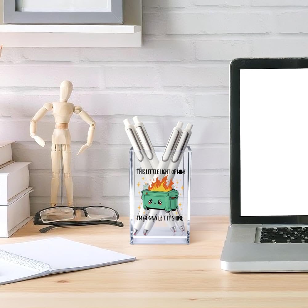 Everything is Figureoutable Acrylic Cosmetic Pencil Pen Holder Cup, Emotional Dumpster Fire Pencil Pen Holder Cup, Therapy Gifts, Mental Health Gifts for Women Colleague Boss Teacher