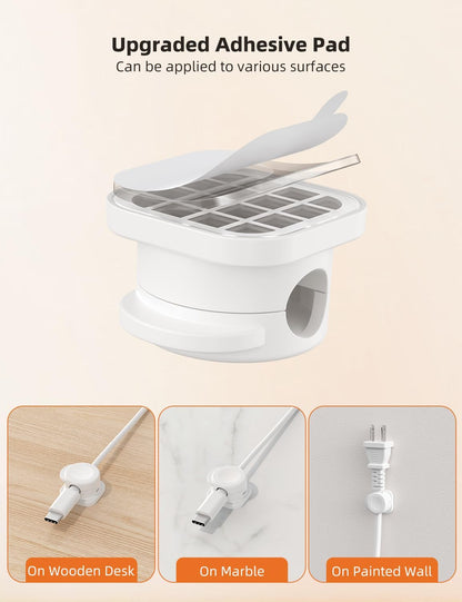 Cable Clips, 8 Pack Magnetic Cord Organizer, Reusable and Convenient Cable Management TIKIWIK Desk Organizer, Strong Adhesive Cord Holder for Nightstand Home Car Office Desk Accessories (White)