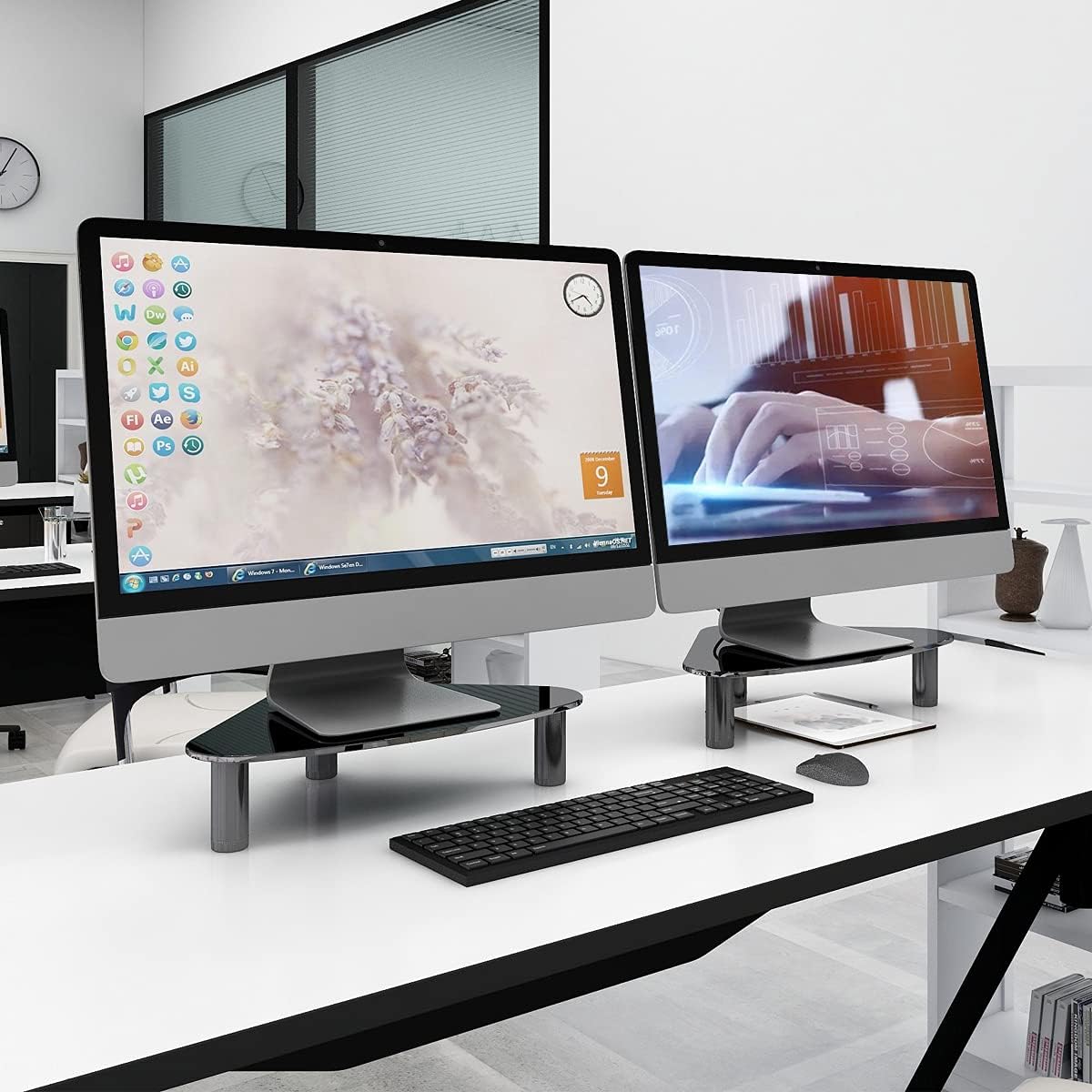 Hemudu 2 Pack Computer Monitor Riser | Triangle Desktop Universal Corner Stand for Computer Monitor & Laptop HD01T-203