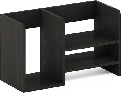 Furinno Classic Desk Organizers and Accessories, 2-Tier Monitor Riser, Office Organization, Desk Top Book Shelf, for Office Supplies, Office Desk Accessories, Dark Espresso