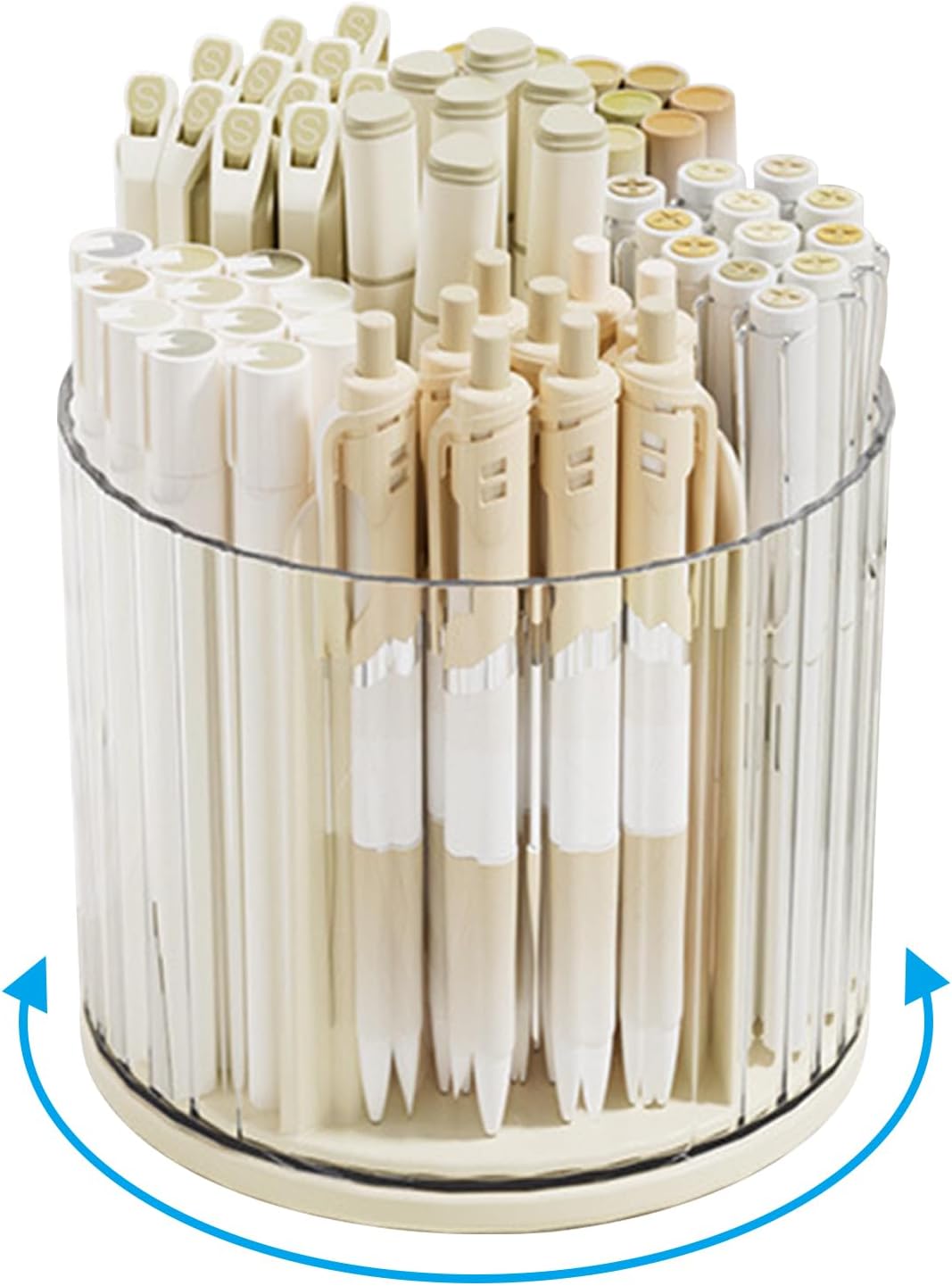 Marte Vanci 360 Degree Rotating Pen Pencil Holder Desk Stationery Organizer Tidy Organizer for Pencil Makeup Painting Brush Cosmetic Craft Storage Bin Pen Pot for Home Office School 6 Slots White