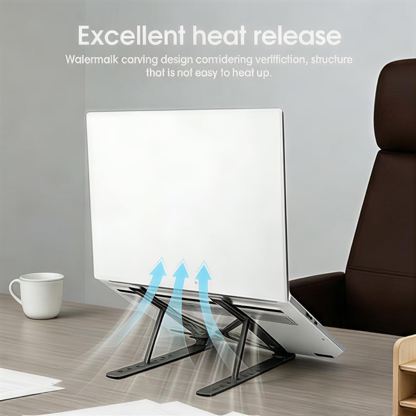 Laptop Stand for Desk, Ergonomic Design Adjustable Aluminum Foldable Portable Computer Stand, Compatible with MacBook Air Pro, HP, Lenovo, Dell, More 10-15.6" Inch and Tablets