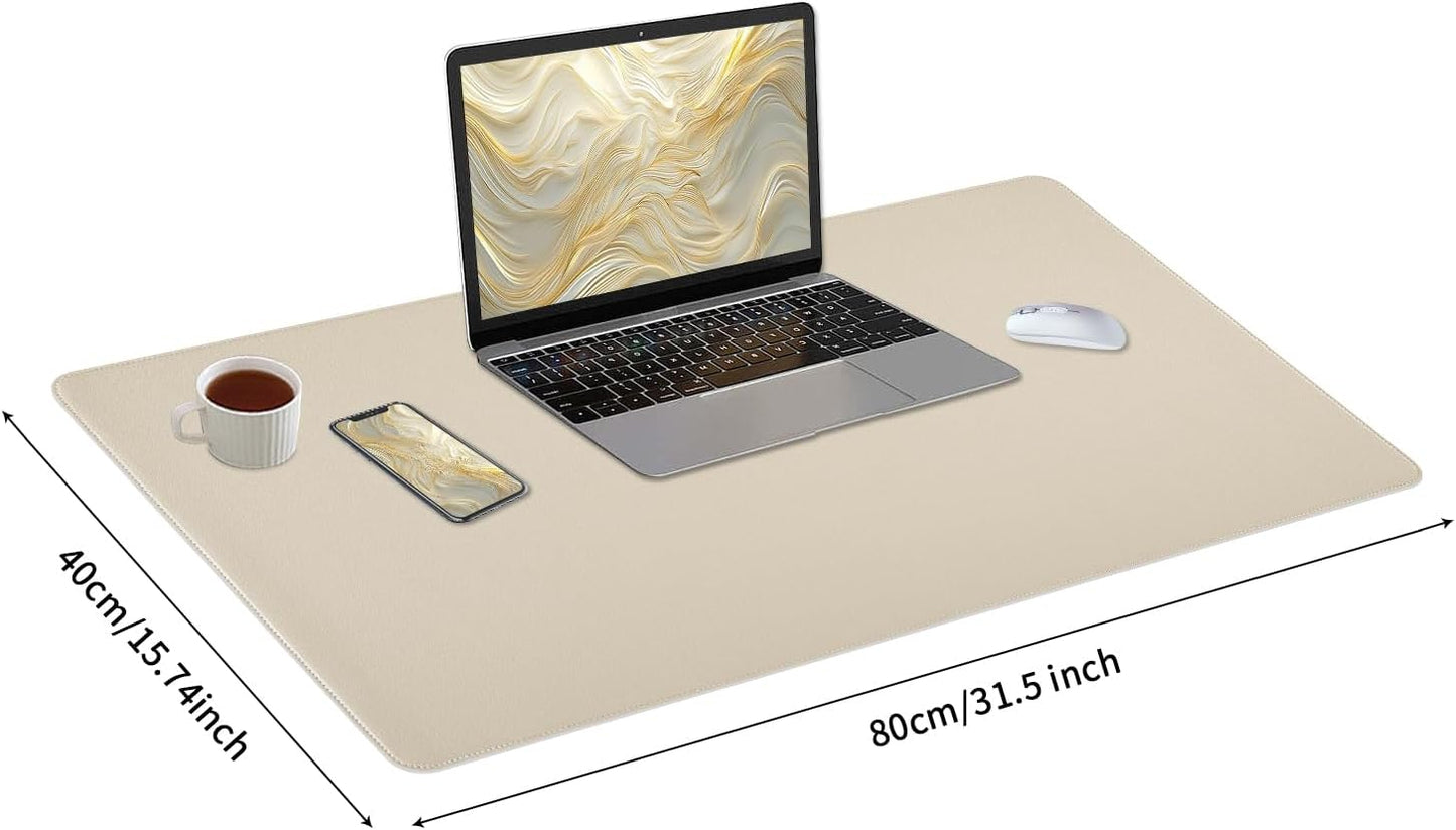Bloss Leather Desk Pad and Keyboard Wrist Rest, Large Mouse Pad + Keyboard Pad+Mouse Wrist Support, Non-Slip Desk Mat Protector for Office, Home(31.5×15.7 Inches,Beige)