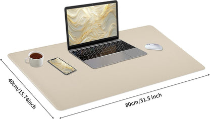 Bloss Leather Desk Pad and Keyboard Wrist Rest, Large Mouse Pad + Keyboard Pad+Mouse Wrist Support, Non-Slip Desk Mat Protector for Office, Home(31.5×15.7 Inches,Beige)