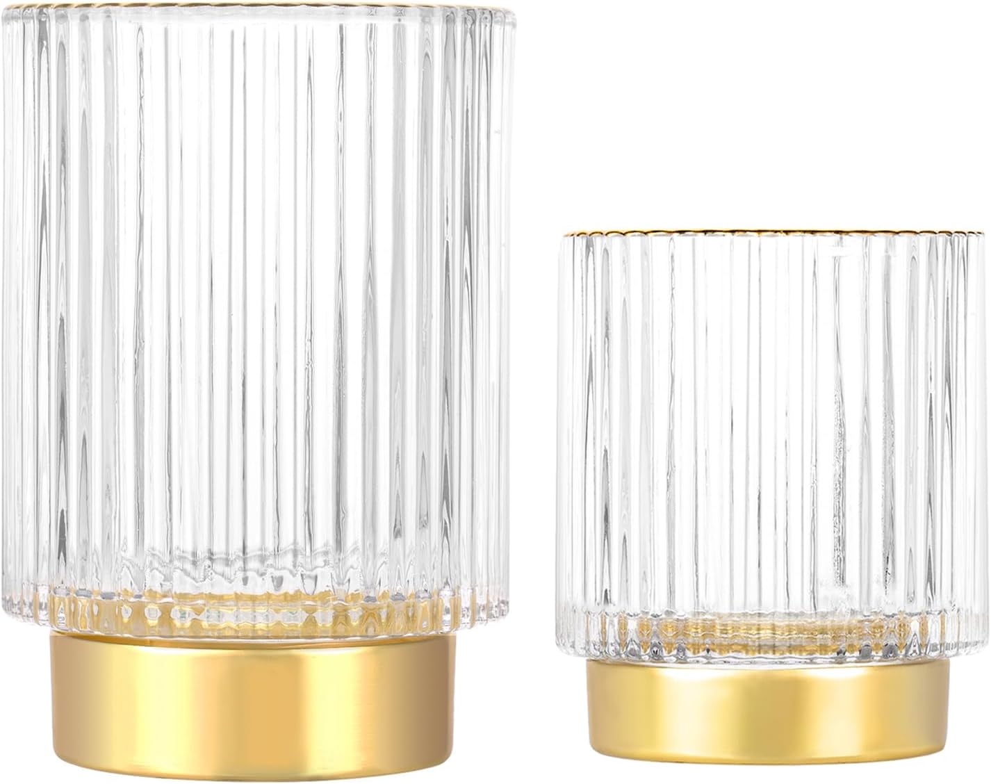 DASITON Makeup Brush holder Organizer,Crystal Cosmetic Makeup Brush Glass Brushes Storage Holder, Vintage Make Up Brush Cup Pen Pencil Holder striped vase(Coffee S)