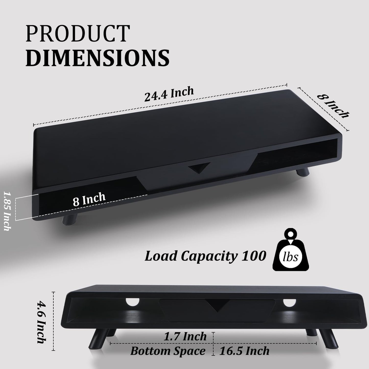 Homerays Monitor Stand with Drawer, Exquisite Computer Monitor Stand for Desk, Ergonomic Wood Monitor Stand Riser for Computer,Laptop,Printer,TV,Bamboo,White
