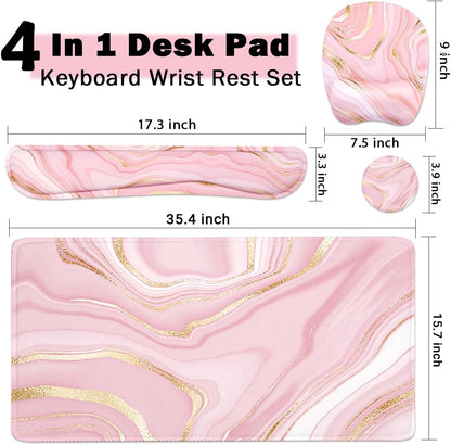Memory Foam Set Wrist Rest Pad & Mouse Wrist Rest Support,Ergonomic Design for Office,Home,Laptop,Desktop Computer,Gaming Keyboard - Pink