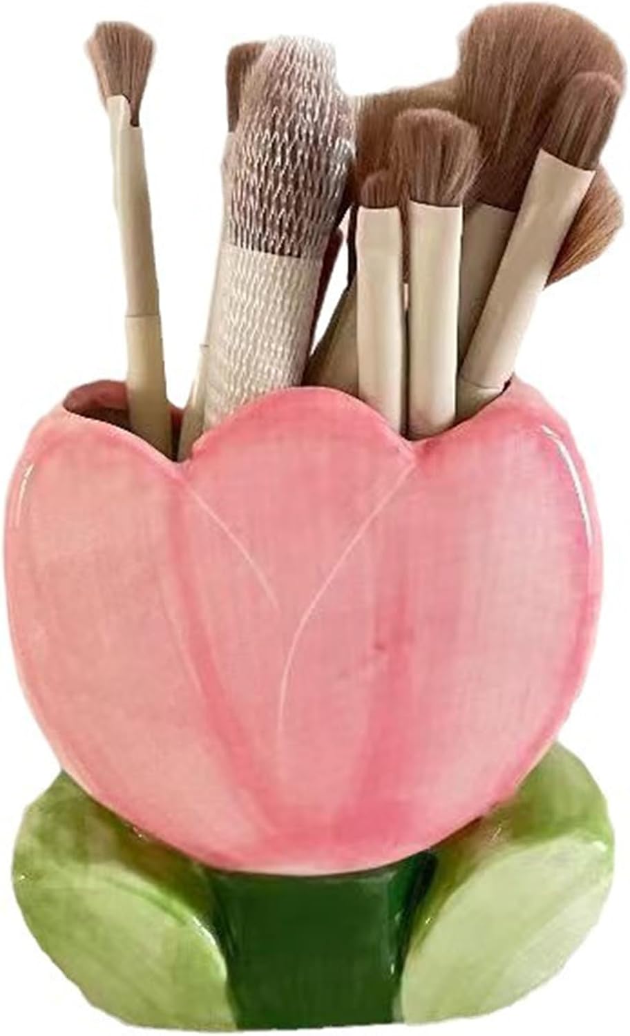 Pen Holder for Desk Cute Toothbrush Holder Tulips Vase Decor Aesthetic Pencil Holder for Office Makeup Brush Holder Yellow Kawaii Desk Accessories Home Decor Birthday Gifts for Women